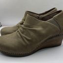 Dansko  Sheena taupe suede ruched round toe ankle bootie wedges 41 US 10.5-11 E2 Photo 2