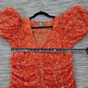 ASOS  Design Womens 10 Orange Ruched Maxi Dress Floral Embroidery Puff Sleeves Photo 12