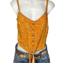 Eyeshadow Mustard Cactus Camisole Crop Top SMALL Tie Front Western Cami Cowgirl Cotton NEW Photo 0