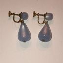 Vintage Blue  Moon Glow Dangling Screw Back Earrings Photo 2