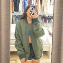 American Eagle  Green Bomber Zip Up Jacket Photo 1