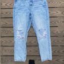 American Eagle  Mom Jean Size 10 Light Wash Distressed Photo 3