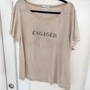 Wildfox  Engaged Beige Swoop Neck T-Shirt Oversized Photo 0