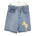 American Vintage Vintage 80s Jean Bermuda Shorts Womens 30" High Rise Applique Detail Light Wash Photo 0