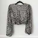 ASTR NWT  the Label Nix Sequin Long Sleeve Crop Top in Black & Rainbow sz S Photo 4