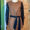 Lucy Paris ANTHRO  Fuzzy Brown Faux Leather Belted Jacket $248 EUC L Photo 0