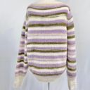 VERO MODA New  Grace Stripe Sweater Fuzzy Crewneck Pullover Birch Purple Photo 10