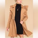 Aura  Exaggerated Ruffle Double Breasted Coat Camel L NWT Photo 1