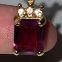 Unique Vintage Vintage Amethyst And CZ In GEP Yellow Gold Ring And 18” Necklace & Ring Size 8 Photo 2