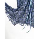 Maaji  Blue Sheer Lace Button Front Lace Up Corset Back Swim Coverup Romper Sz M Photo 8