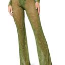 Good American Pants Mesh Bootcut Swim Cover-Up Retro in Pesto Swirl Green Sz 1 Photo 0