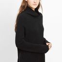 Vince  Black Ribbed Knit Turtleneck Side Zip Small Photo 0