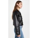 Good American  Cropped Faux Leather Moto Jacket Black Womens Size L/XL Photo 3