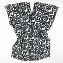 Natori  Silk Road Black White Flora Print Satin Square Caftan Pajama Lounge Dress Photo 2