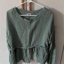 Boutique Long Sleeve Gauze Top Green Size L Photo 0