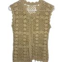 Vintage boho hand knit crochet vest tan N Photo 0