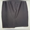 New York & Co. Size Medium Black & Red Pinstripe Pencil Skirt Slit Stretch Photo 7