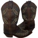 Justin Boots Justin Western Distressed Leather Cowgirl Boots Womens Turquoise Embroidered Photo 0