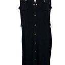 Carmen Marc Valvo 5 for $25|  Size L Sleeveless Gold Buttons Black Jersey Dress Photo 0