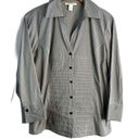 Dress Barn  Long Sleeve Ribbed‎ Front Button Up Shirt Size Large Photo 1