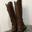 Fossil  Zena back zipper wide calf Brown Tall Leather Buckle Strap riding boots Photo 4