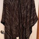 Apt. 9  Black Faux Fur Around the Collar Brown White Gold Poncho 60 1/2" L x‎ 25" Photo 0