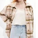 American Eagle  Brushed Check Plaid Fuzzy Shirt Jacket Shacket M Photo 0