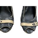 UGG NEW  Noella denim and leather sling back peep toe wedge heels size 9 Photo 3