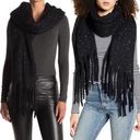 BP  Nordstrom Speckled Fringe Trim Muffler Black Chunky Oversized Winter Scarf Photo 0