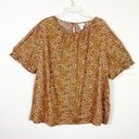 Ava & Viv  Orange & White Patterned Puff Sleeve Shirt Blouse Photo 0