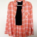 Abound Nordstrom Plaid button down shirt top SMALL long sleeve blouse orange white Photo 2