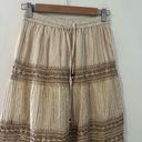 NWT NAOO cream and gold shimmer tiered peasant style maxi skirt size medium Tan Photo 2