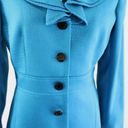 Tahari ASL Levine Womens Blue Textured Ruffle Lapel Blazer Suit Jacket Size 8 Photo 2