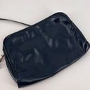 Vintage 70s 80s navy leather handbag shoulder bag purse solid Blue Photo 4