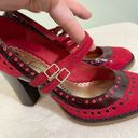 Juicy Couture  Women Red Leather Hole Buckle High Block Heel Mary Jane Shoes NWOT Photo 7