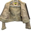 Bernardo Ashley B  Faux Fu Jacket Cream Size M Cropped Sherpa Elbow Patch Zippers Photo 6