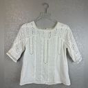 Maje  Loody Eyelet Short Sleeve Top in White Size 2 (Medium) Photo 5