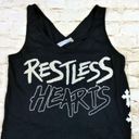 291 Venice Womens Black Restless Hearts Cross back Tank Crosses Size 2 Goth Rock Photo 1