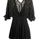 Free People ✨ One Black Bella Notte Mini Dress Eyelet Sleeve✨ Photo 0