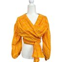 Wyatt Acler  Blouse Orange Cotton Puff Sleeve Wrap Top Size 10 Photo 1