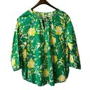 st. john's bay  Women Green Floral Long Sleeve Blouse Size Large Hawaiian Classic Photo 0