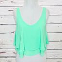 Iris  Mint Green Layered Flounce Festival Crop Top Tank Top Size Small Photo 2