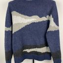 Oak + Fort  Blue Gray Black Abstract Pullover Knit Sweater Photo 6