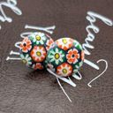 Daisy Vintage 1960s Retro White  Floral Cabochon Stainless Steel Earring Studs Photo 5