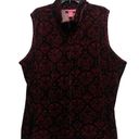 Woman Within  Vest Women Size 2X Red Black Paisley Pockets Full Zip Sleeveless Photo 0