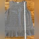 J.Jill  Plaid Gingham Pleated Hem Sleeveless Tank Top Black and White Medium Photo 8