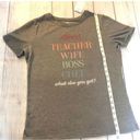 Nine West  Womens Short Sleeve Crewneck Teacher Inspiration Gray Graphic Tee Sz M Photo 3