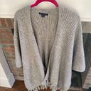 American Eagle  Grey Knit Sleeved Poncho size One Size with Fringe Photo 6