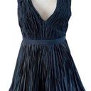 Alexis  Marilou Crinkled A-Line Plunge Neck Mini Dress in Black Medium Photo 0