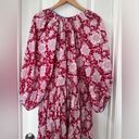 Ruby Alix of Bohemia Tuesday  Dress Red Floral Cotton Midi Dress Boho Size M Photo 8